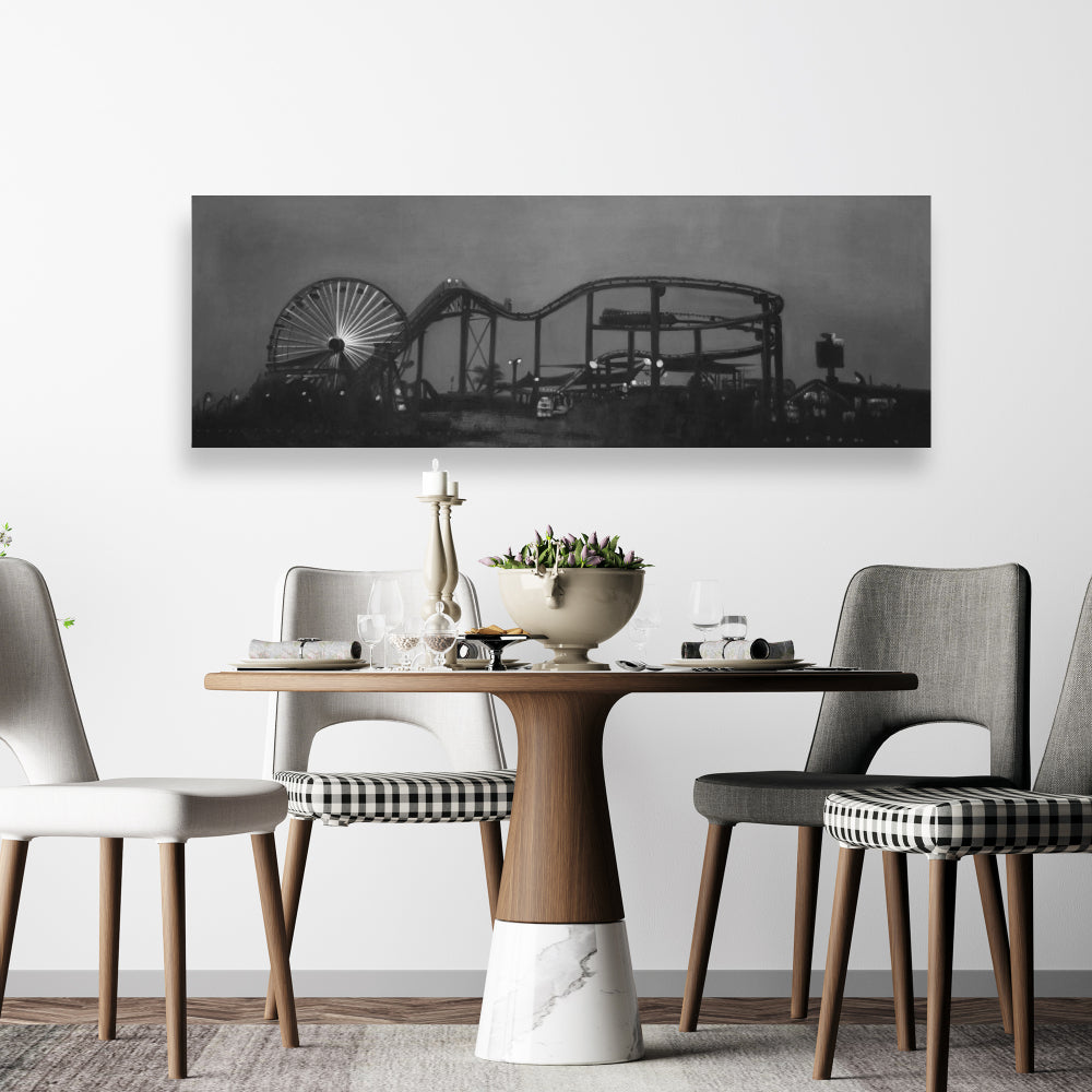 Amusement Park White Canvas | Home Decor Landscape Art