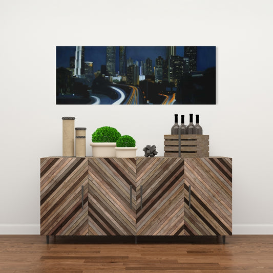 Toile bleue « Atlanta la nuit » | Décoration d'intérieur | Construction de villes