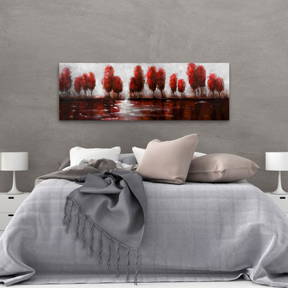 Red Trees Canvas | Contemporary Landscape Art for Home Decor