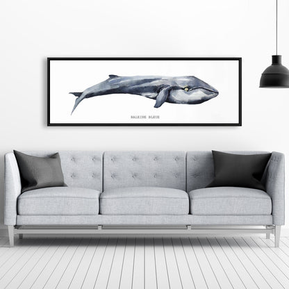 Toile encadrée bleue représentant une baleine – Décoration d'intérieur à thème animal aquatique