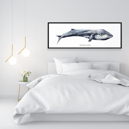 Toile encadrée bleue représentant une baleine – Décoration d'intérieur à thème animal aquatique