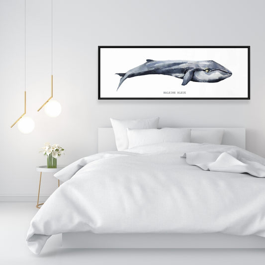Whale Blue Framed Canvas - Aquatic Animal Home Decor Art