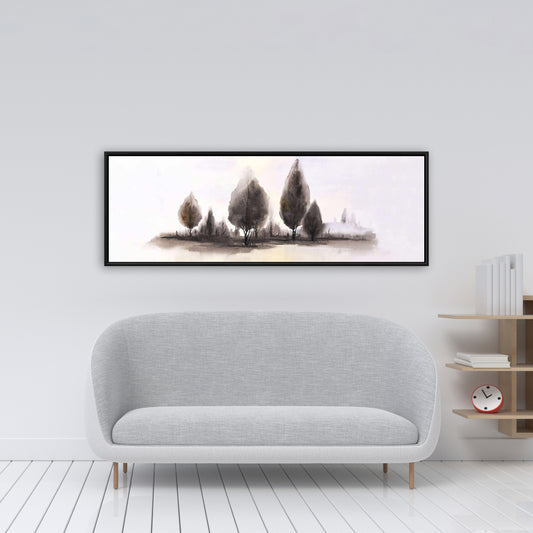 Illustrative Landscapes Blue Framed Canvas - Trees Home Decor