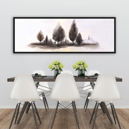 Illustrative Landscapes Blue Framed Canvas - Trees Home Decor