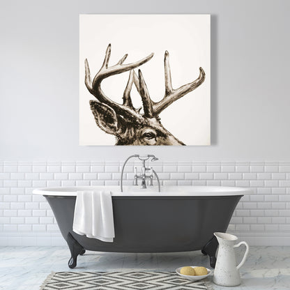 Roe Deer Plume Sepia Canvas | Living Room Wall Art Decor