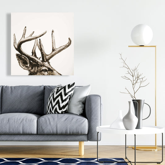 Roe Deer Plume Sepia Canvas | Living Room Wall Art Decor