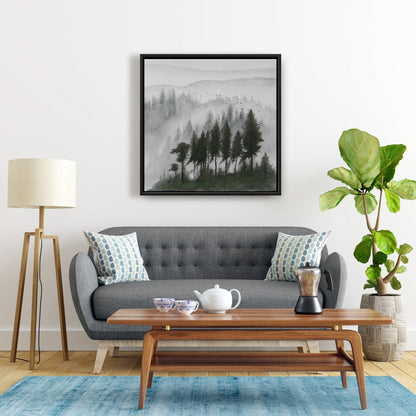 Mountains Landscape Dark Watercolor Canvas | Livingroom Decor