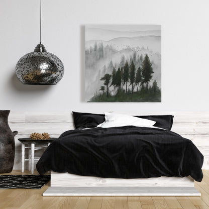 Brown Minimalist Canvas | Dark Watercolor Mountains Decor
