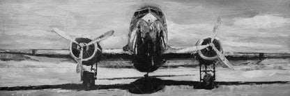 Grayscale Plane Canvas | Industrial Living Room Decor