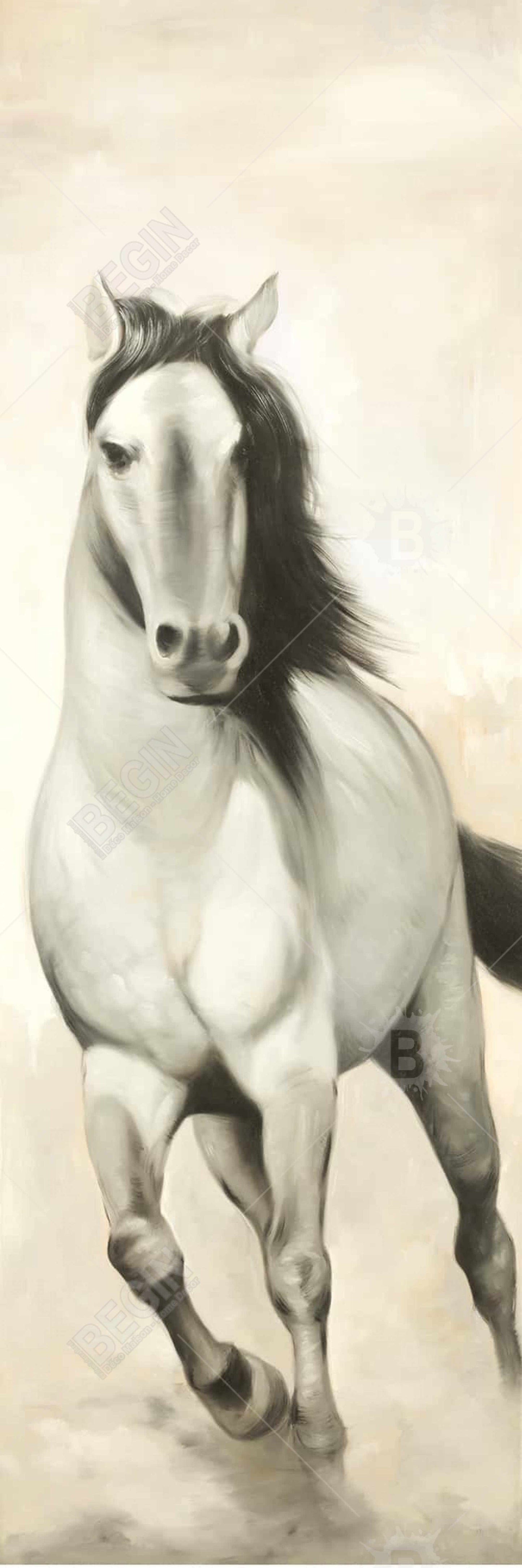 Graceful Horse Canvas | White Bedroom Western Framed Decor