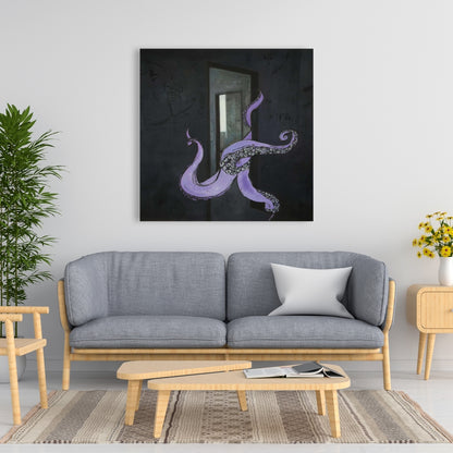 Octopus Street Art Canvas - Gray Industrial Aquatic Decor
