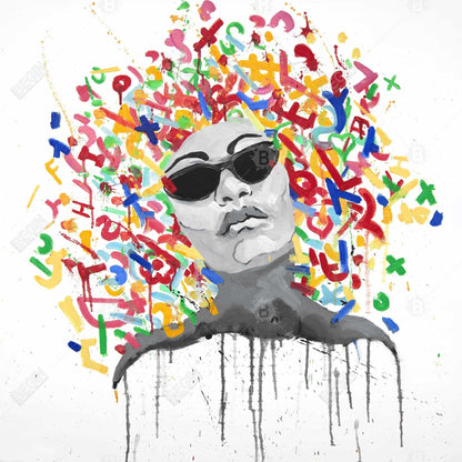 Retro Bedroom Shapes Framed Canvas | Woman Street Art Pop Decor