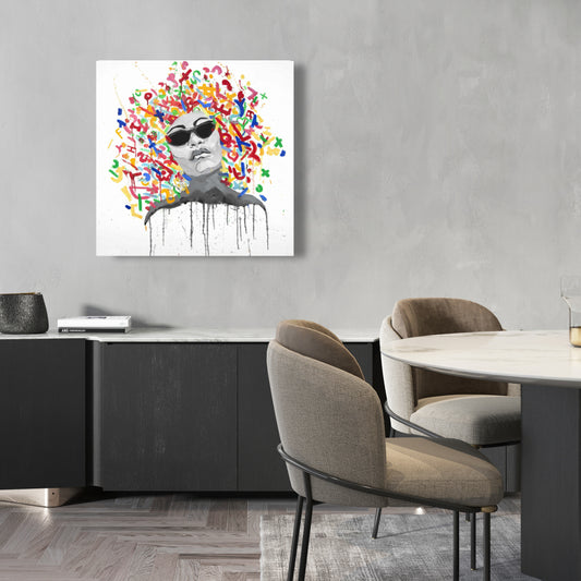 Woman Street Art Pop Blue Canvas - Shapes Bedroom Decor
