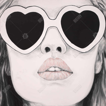 Toile encadrée « Mademoiselle en rose » | Décoration murale de salon