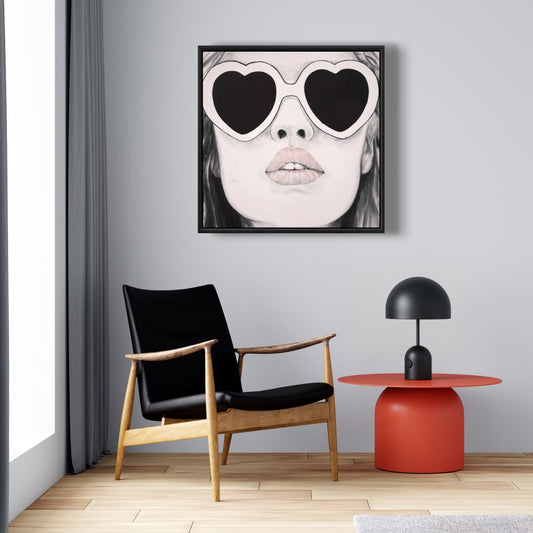 Mademoiselle in Pink Framed Canvas | Living Room Wall Art