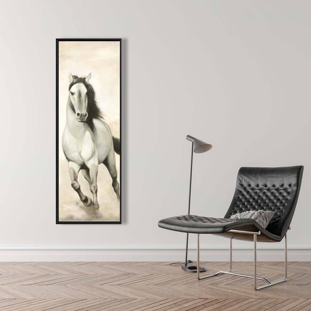 Graceful Horse Canvas | White Bedroom Western Framed Decor