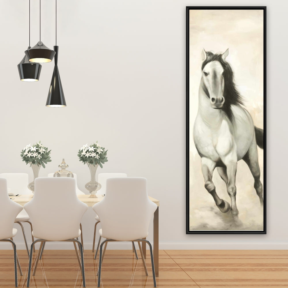 Graceful Horse Canvas | White Bedroom Western Framed Decor