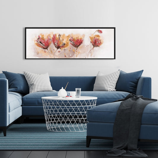 Quatre petites fleurs - Décoration de chambre à coucher sur toile encadrée botanique florale