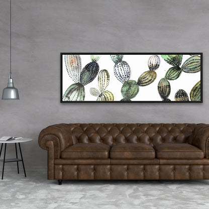 Pattern Opuntia Cactus Canvas - Exotic Green Botanical Decor