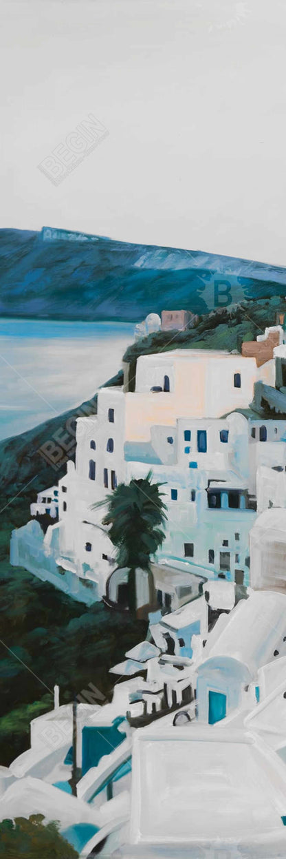 Toile « Voyage en Grèce » | Décoration d'intérieur avec paysage urbain hyperréaliste