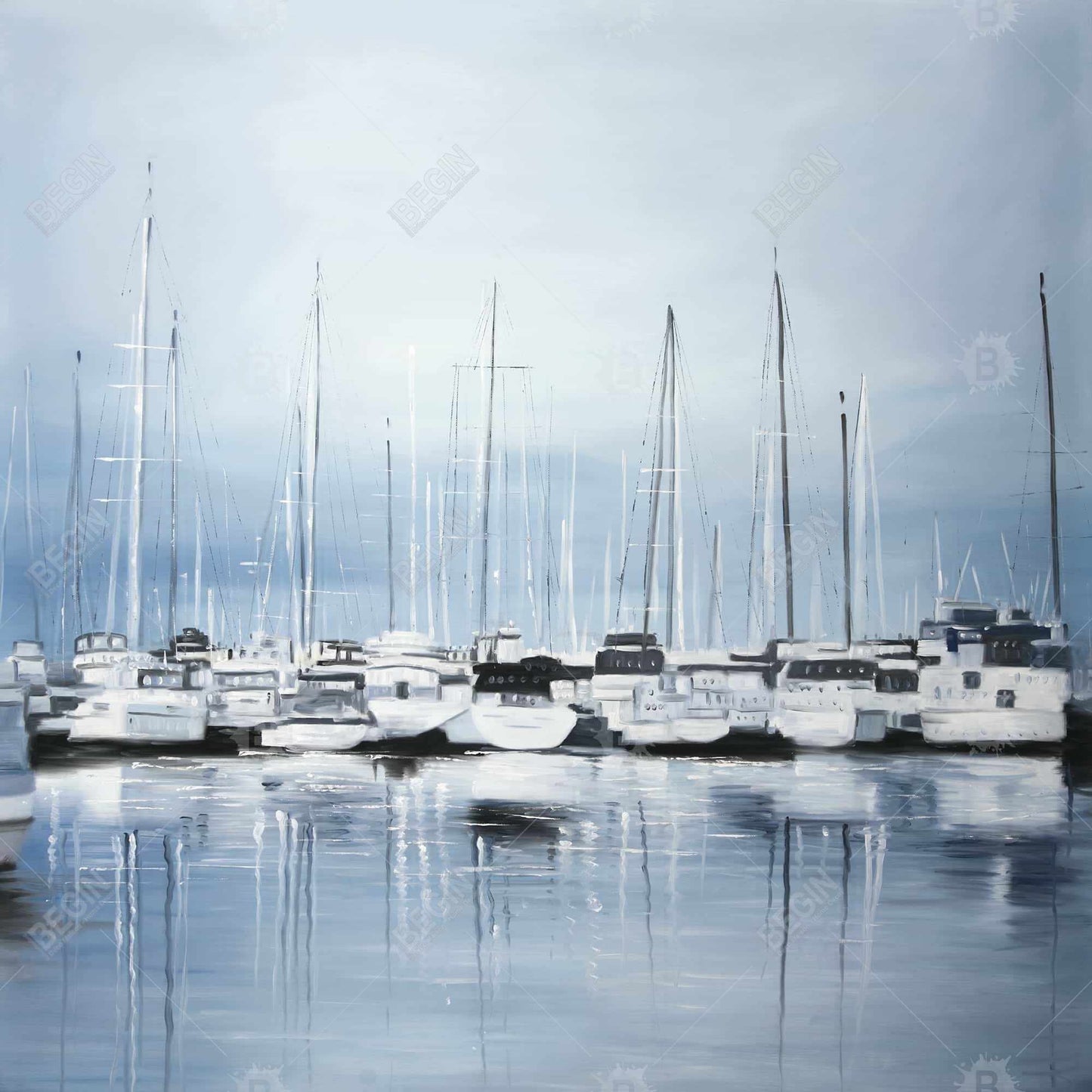 Blue Coastal Marine Canvas - Boats at the Dock 2 | Home Decor