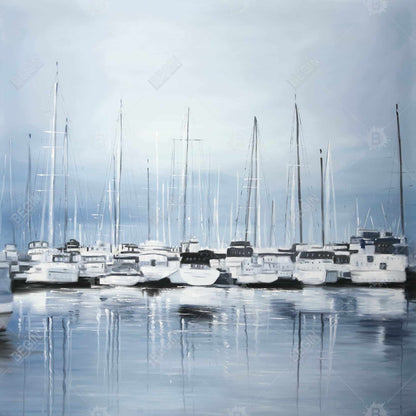 Blue Coastal Marine Canvas - Boats at the Dock 2 | Home Decor