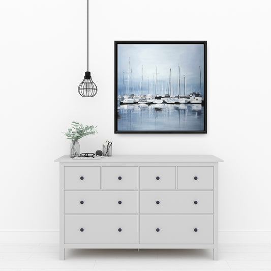 Blue Coastal Marine Canvas - Boats at the Dock 2 | Home Decor