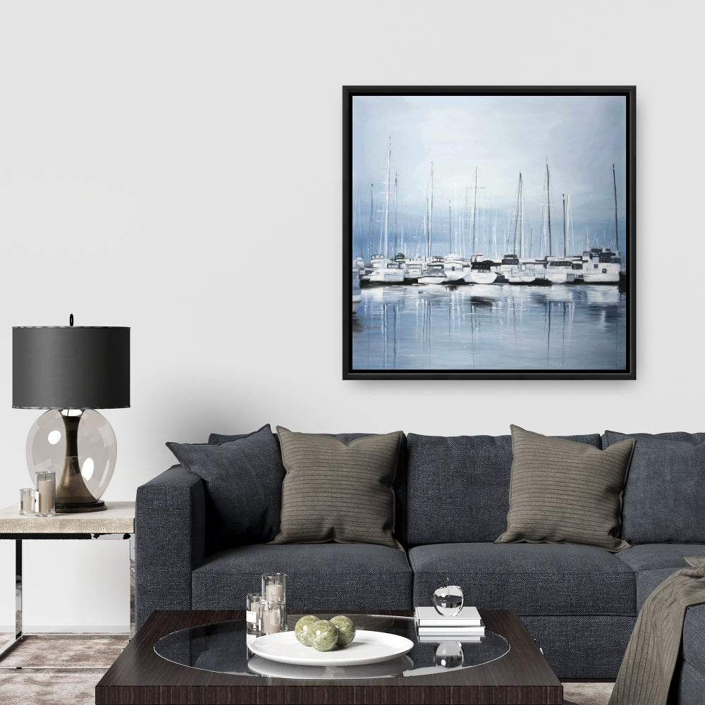 Blue Coastal Marine Canvas - Boats at the Dock 2 | Home Decor