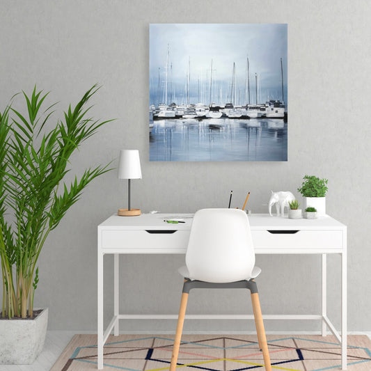 Blue Boat Coastal Canvas - Boats at the Dock 2 Home Decor