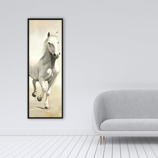 Gallant White Horse Canvas | Rustic Farm Animal Bedroom Decor
