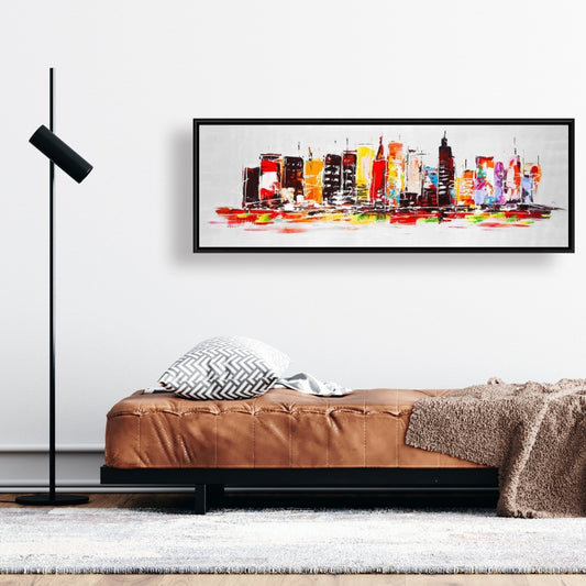 Ville aux couleurs vives – Décoration de chambre contemporaine sur toile