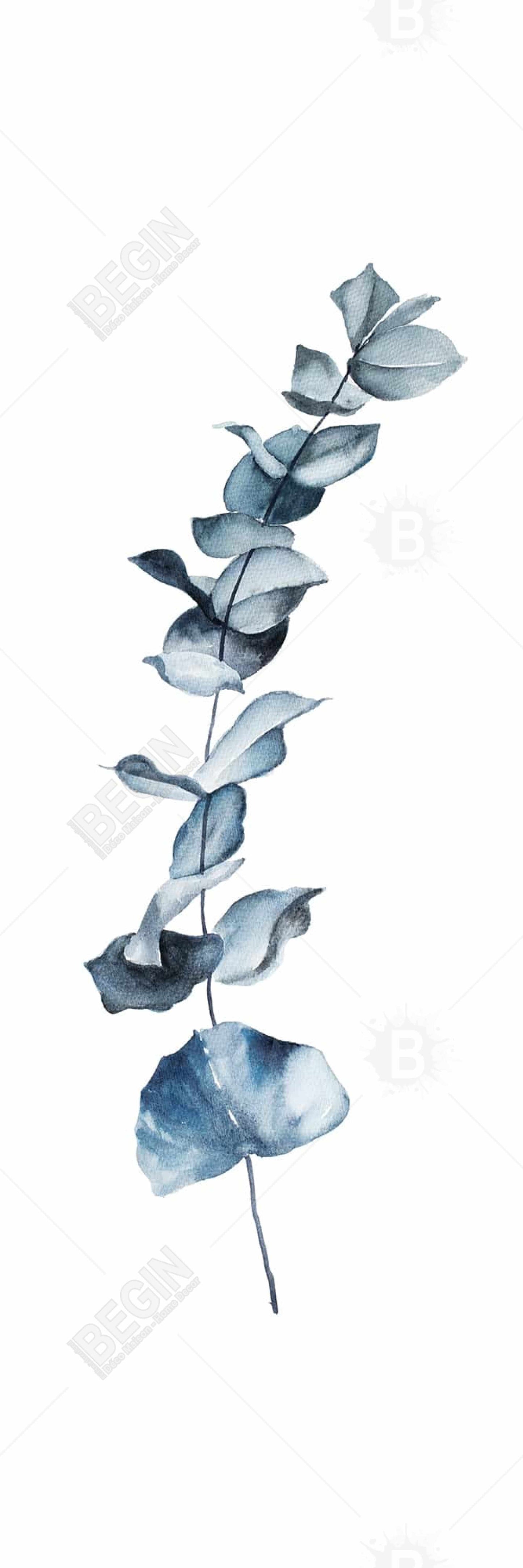 Toile à feuilles d'eucalyptus bleues - Décoration murale florale pour chambre à coucher