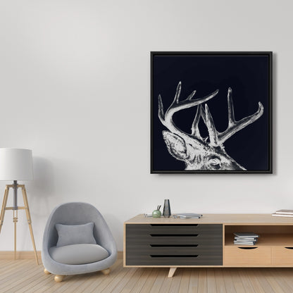 Blue Roe Deer Plume | Framed Canvas | Home Decor Art
