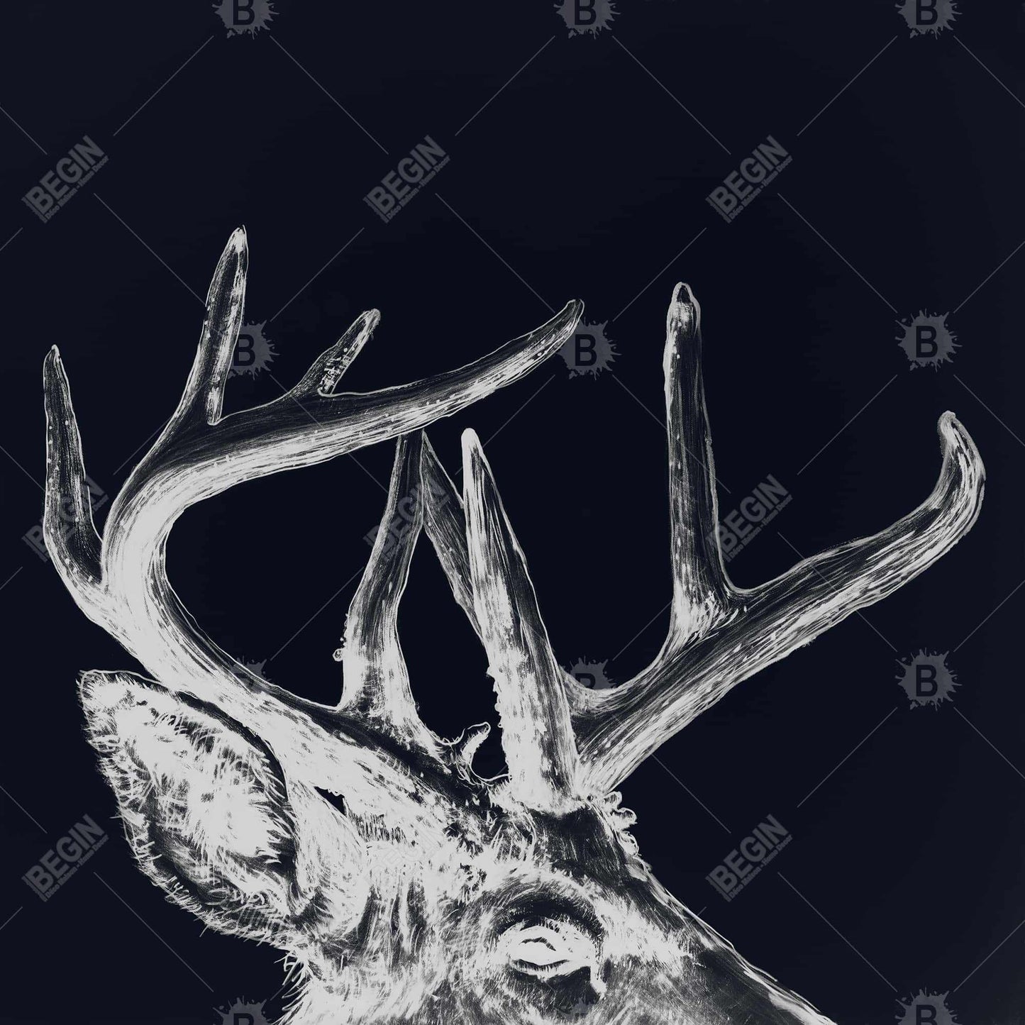 Blue Roe Deer Plume | Framed Canvas | Home Decor Art