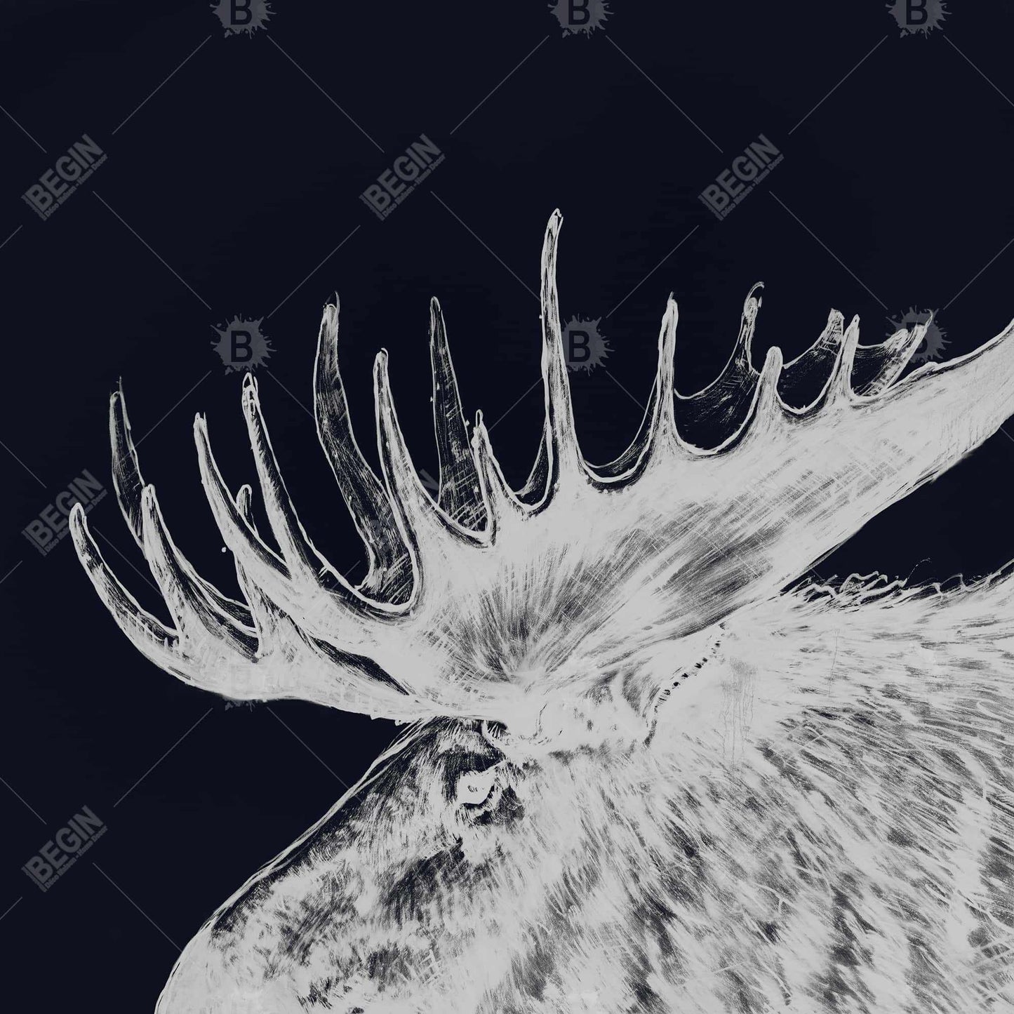 Big Moose Plume Blue Animals Canvas | Rustic Home Decor Art