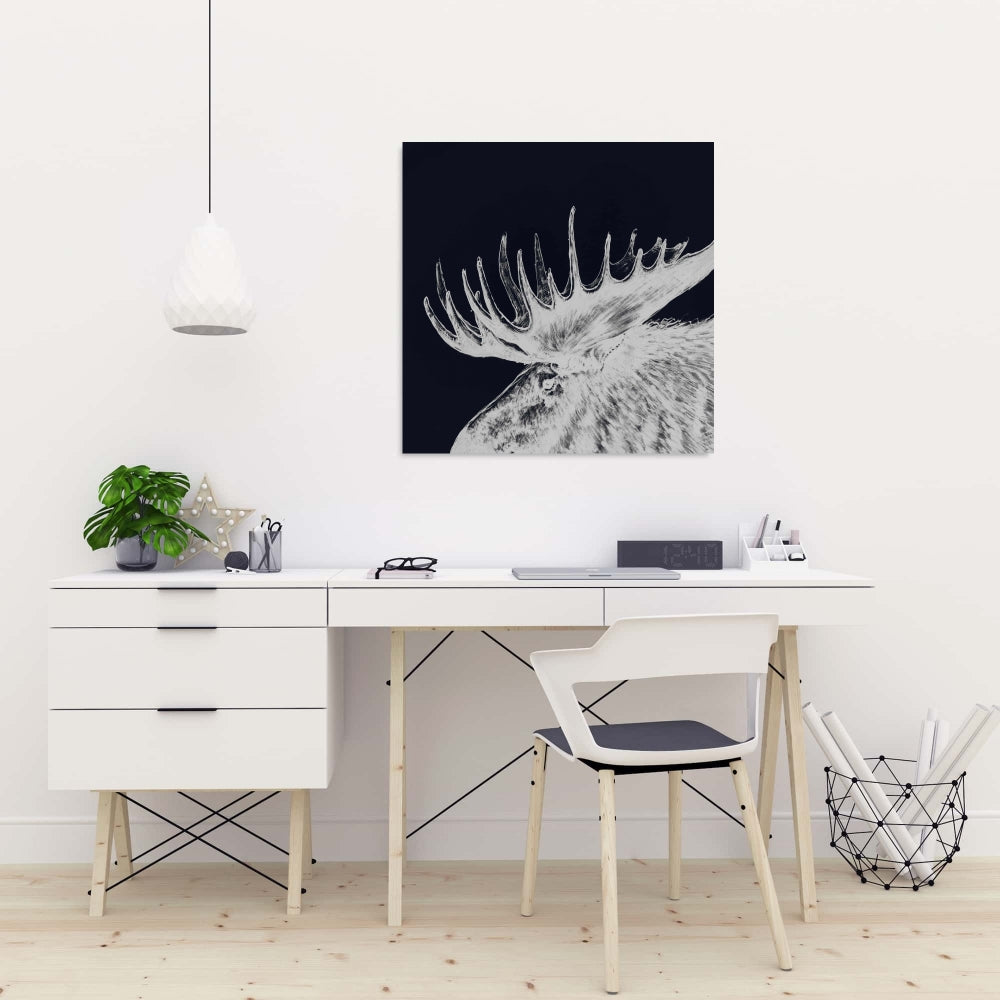 Big Moose Plume Blue Animals Canvas | Rustic Home Decor Art