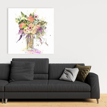 Purple Romantic Leaves Canvas - Romantic Bouquet Home Decor