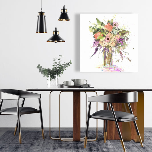 Toile à feuilles romantiques violettes - Décoration d'intérieur avec bouquet romantique