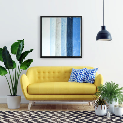 Blue Stripes Framed Canvas - Modern Home Decor Wall Art
