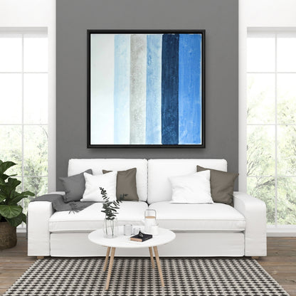 Blue Stripes Framed Canvas - Modern Home Decor Wall Art
