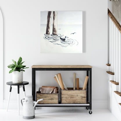 Seagull Canvas - Marine Blue Bathroom Decor | Home Art