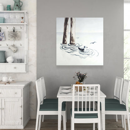 Seagull Canvas - Marine Blue Bathroom Decor | Home Art