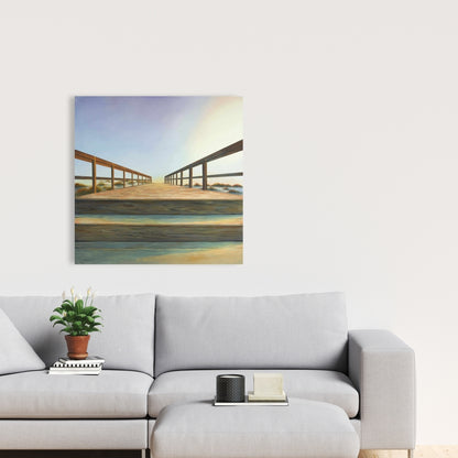 Footbridge Coastal Canvas | Marine Bathroom Decor Wall Art