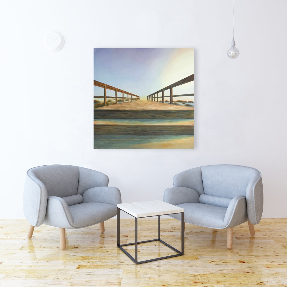 Footbridge Coastal Canvas | Marine Bathroom Decor Wall Art