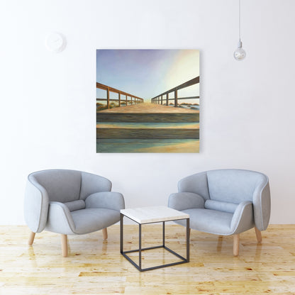 Footbridge Coastal Canvas | Marine Bathroom Decor Wall Art