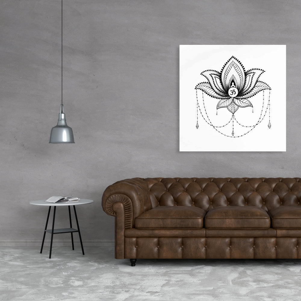 Ethnic Lotus Ornament Canvas | Spiritual Home Decor Art