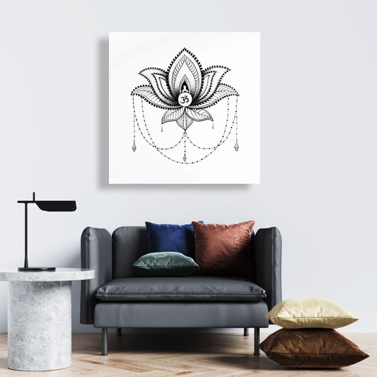 Ethnic Lotus Ornament Canvas | Spiritual Home Decor Art