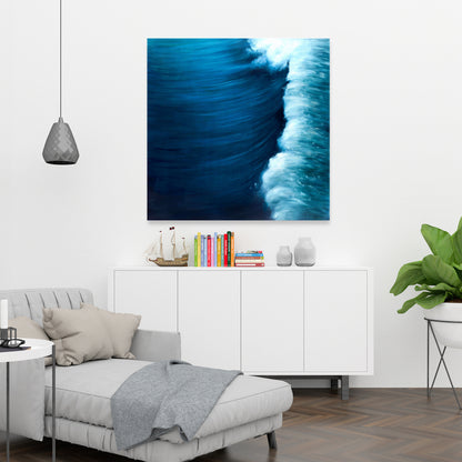 Wave Canvas - Contemporary Blue Bedroom Wall Art Decor