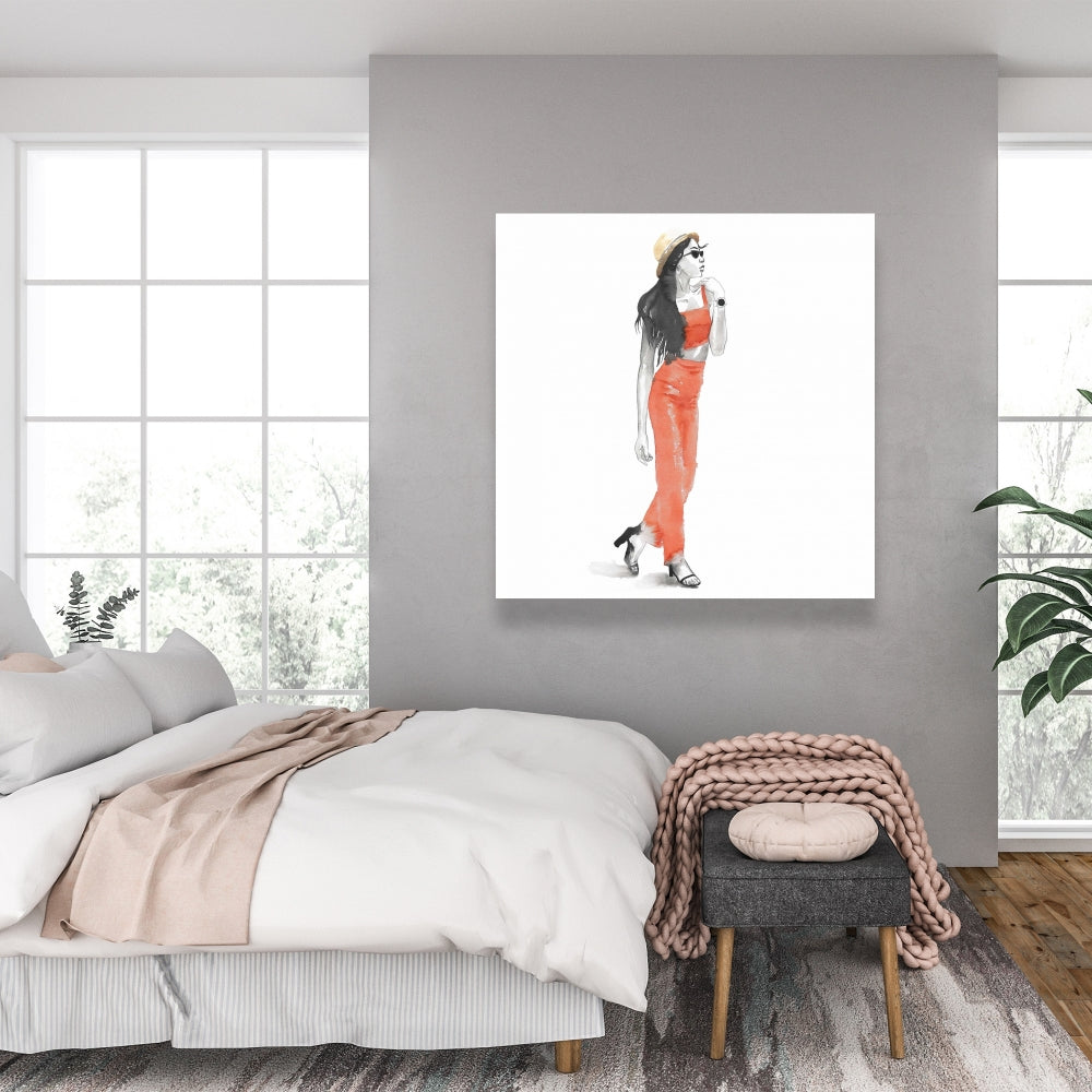 Strike the Pose Red Fashion Canvas - Home Decor Art Piece