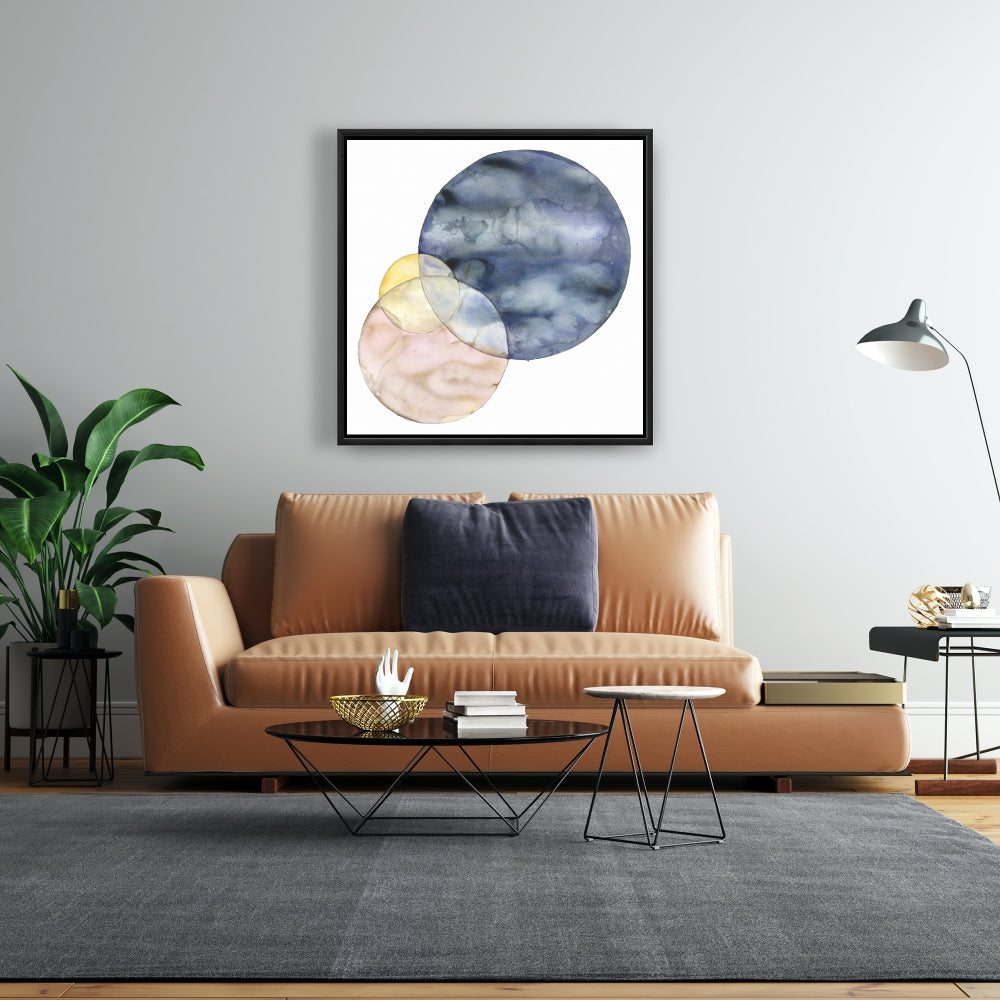 Retro Circles Abstract Canvas | Framed Wall Art for Living Room